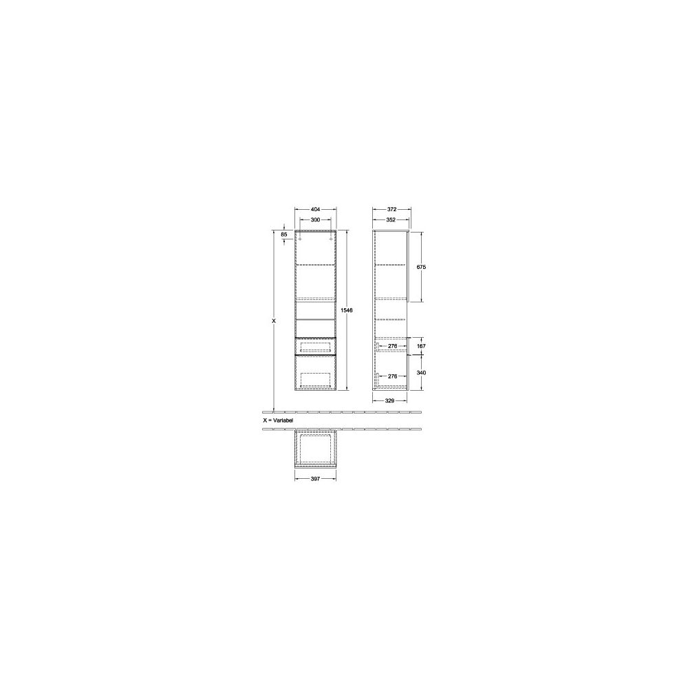 Villeroy & Boch Hochschrank Venticello 12 404x1546x372mm 1 Tür 2 Schubladen, Anschla... VILLEROY-A95212RK 4062373877142 (Abb. 2)