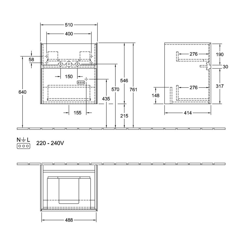 Villeroy & Boch Waschtischunterschrank Collaro B0 510x546x414mm mit Beleuchtung, 2 A... VILLEROY-C007B0MS 4065467185116 (Abb. 3)