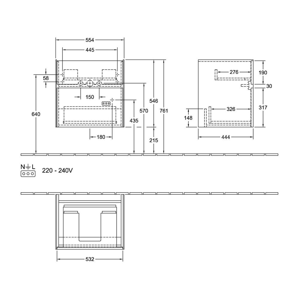 Villeroy & Boch Waschtischunterschrank Collaro 554x546x444mm 2 Auszüge, Waschbecken ... VILLEROY-C00800E8 4051202987398 (Abb. 3)