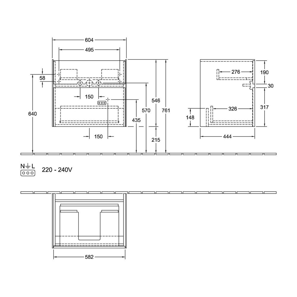 Villeroy & Boch Waschtischunterschrank Collaro 604x546x444mm 2 Auszüge, Waschbecken ... VILLEROY-C00900MS 4051202987626 (Abb. 3)