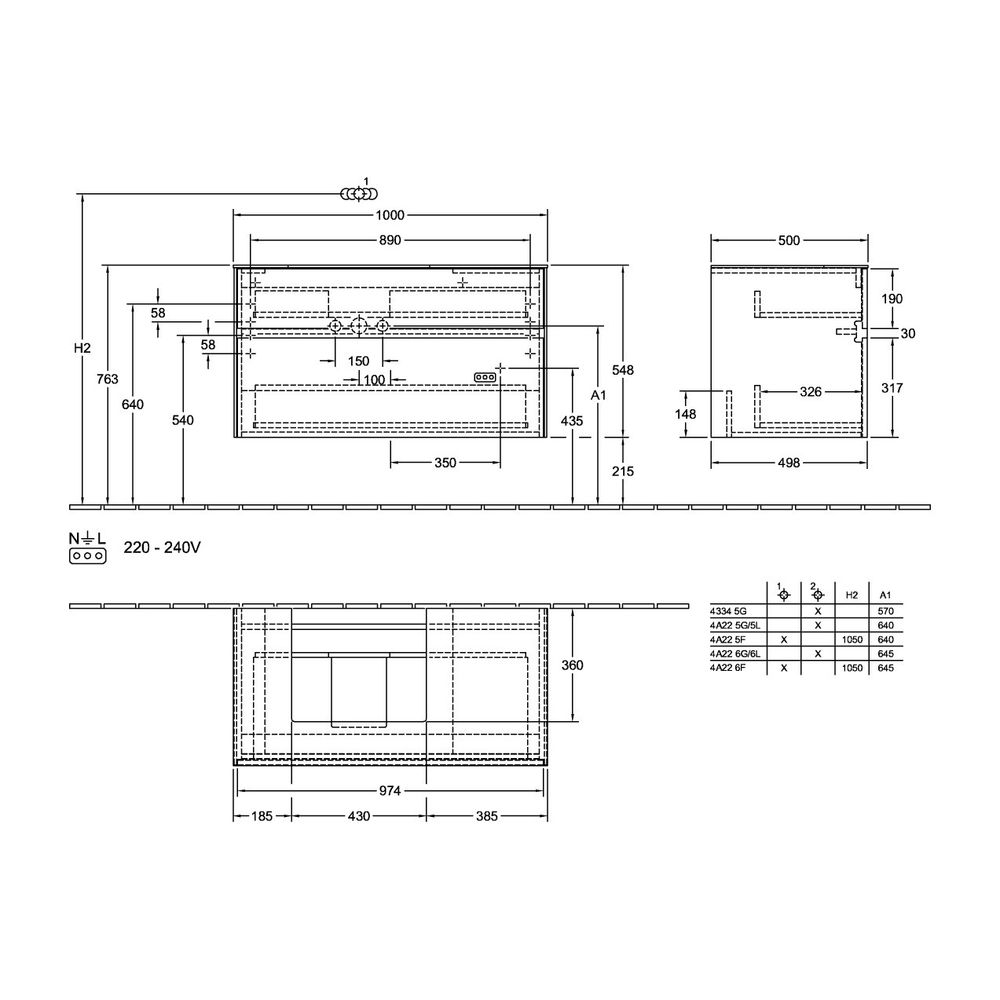 Villeroy & Boch Waschtischunterschrank Collaro C014 1000x548x500mm 2 Auszüge, Waschb... VILLEROY-C01400MS 4051202988623 (Abb. 3)