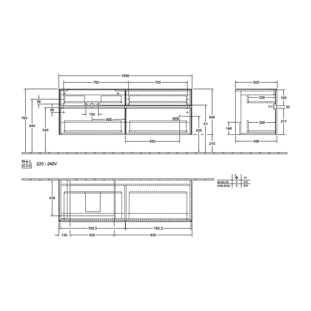 Villeroy & Boch Waschtischunterschrank Collaro C022B0 1600x548x500mm m. Bel. 4 Auszü... VILLEROY-C022B0PD 4065467186779 (Abb. 3)