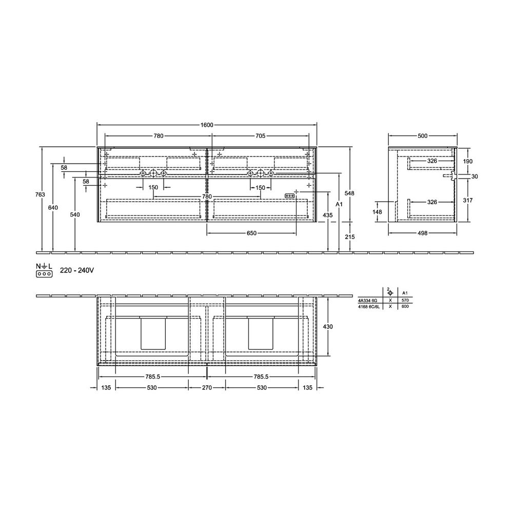 Villeroy & Boch Waschtischunterschrank Collaro C024B0 1600x548x500mm mit Beleuchtung... VILLEROY-C024B0DH 4065467186953 (Abb. 3)