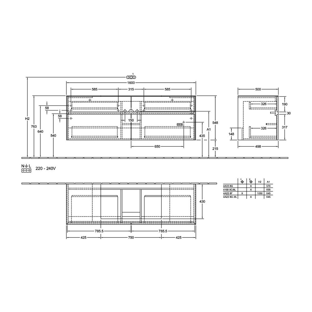 Villeroy & Boch Waschtischunterschrank Collaro C028B0 1600x548x500mm m. Beleuchtung ... VILLEROY-C028B0VG 4065467187462 (Abb. 3)