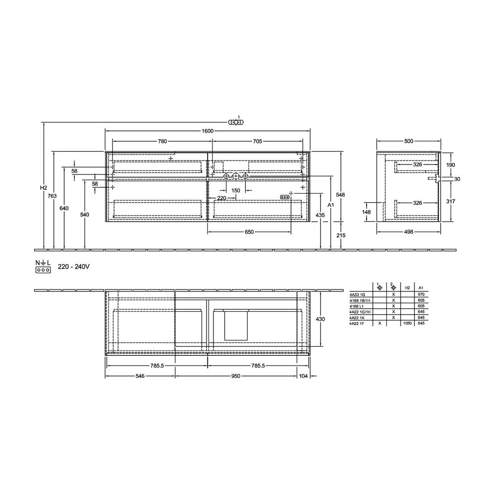 Villeroy & Boch Waschtischunterschrank Collaro C030B0 1600x548x500mm mit Beleuchtung... VILLEROY-C030B0RH 4065467187660 (Abb. 3)