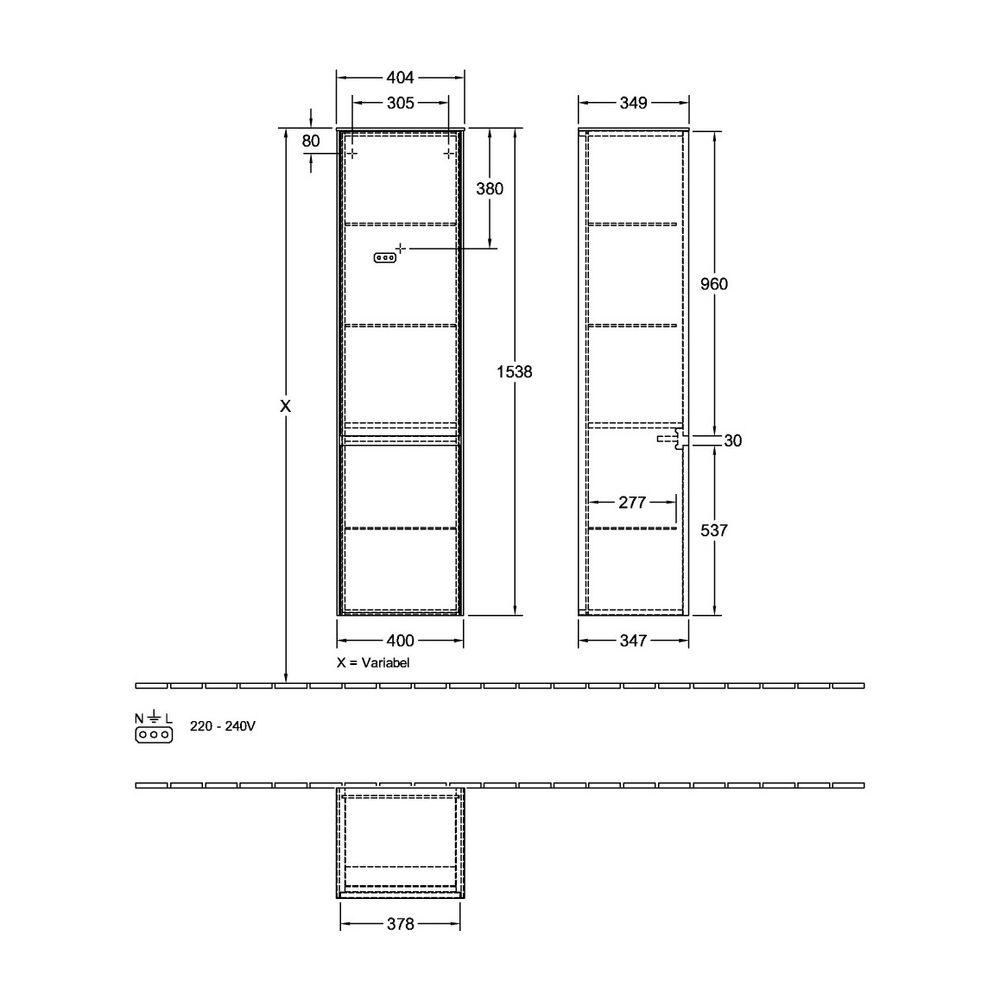 Villeroy & Boch Hochschrank Collaro 404x1538x349mm 2 Türen, Anschlag links, Stone Oa... VILLEROY-C03300RK 4062373872840 (Abb. 2)