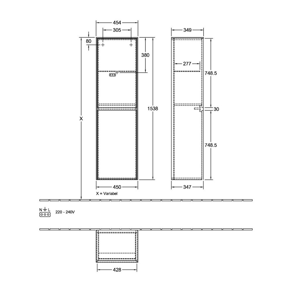 Villeroy & Boch Hochschrank Collaro 454x1538x349mm 2 Türen, Anschlag rechts, Glossy ... VILLEROY-C03401FP 4051202994501 (Abb. 3)