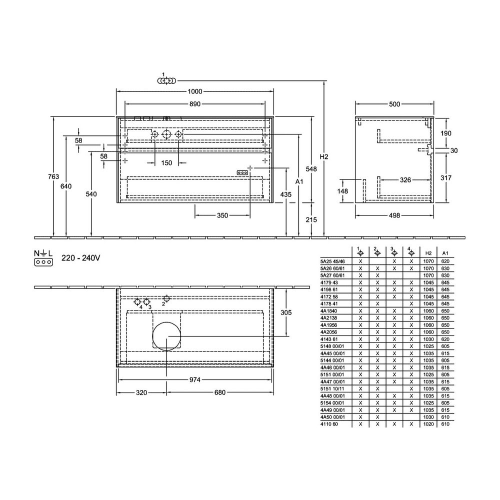 Villeroy & Boch Waschtischunterschrank Collaro C039 1000x548x500mm 2 Auszüge, Waschb... VILLEROY-C03900DH 4062373728840 (Abb. 3)