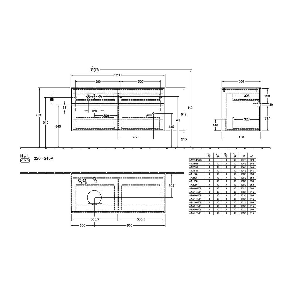 Villeroy & Boch Waschtischunterschrank Collaro C042 1200x548x500mm 4 Auszüge, Waschb... VILLEROY-C04200FP 4062373729168 (Abb. 3)