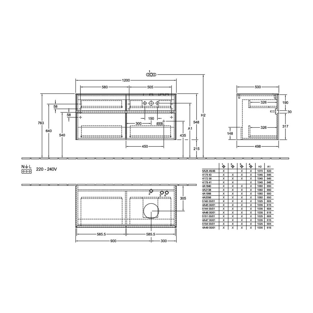 Villeroy & Boch Waschtischunterschrank Collaro C043B0 1200x548x500mm m. Beleucht. 4 ... VILLEROY-C043B0VG 4065467188568 (Abb. 3)