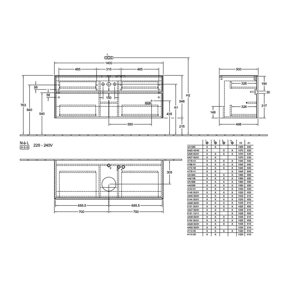 Villeroy & Boch Waschtischunterschrank Collaro C045B0 1400x548x500mm mit Beleuchtung... VILLEROY-C045B0E8 4065467188728 (Abb. 3)