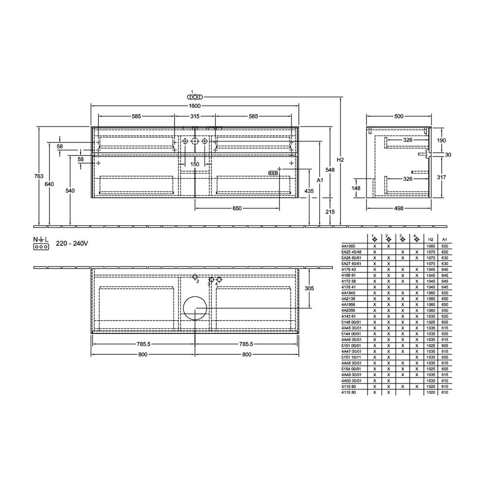 Villeroy & Boch Waschtischunterschrank Collaro C049B0 1600x548x500mm mit Beleuchtung... VILLEROY-C049B0VH 4065467189237 (Abb. 3)