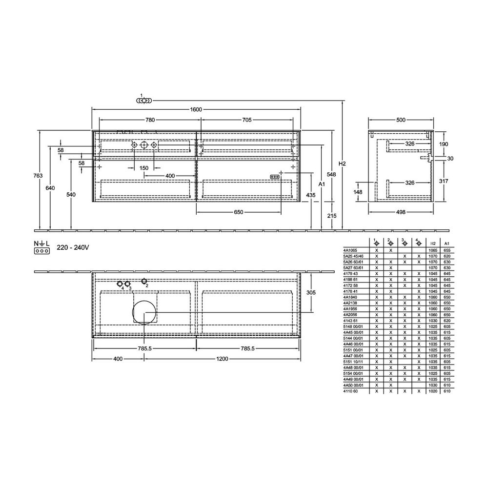 Villeroy & Boch Waschtischunterschrank Collaro C050B0 1600x548x500mm mit Beleuchtung... VILLEROY-C050B0RH 4065467189312 (Abb. 3)