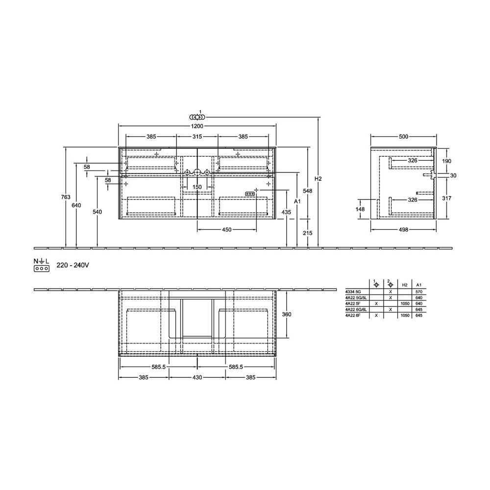 Villeroy & Boch Waschtischunterschrank Collaro C070B0 1200x548x500mm mit Beleuchtung... VILLEROY-C070B0VK 4065467192442 (Abb. 3)