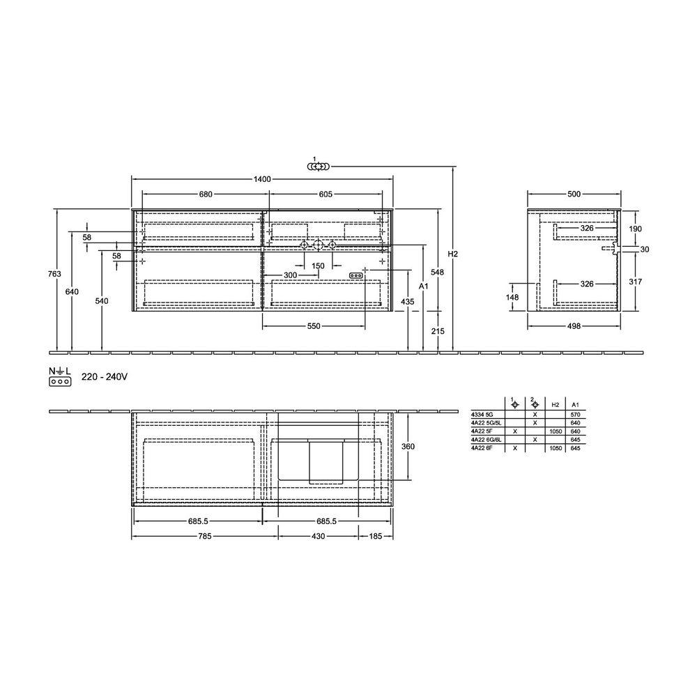 Villeroy & Boch Waschtischunterschrank Collaro C075B0 1400x548x500mm mit Beleuchtung... VILLEROY-C075B0VH 4065467192978 (Abb. 3)