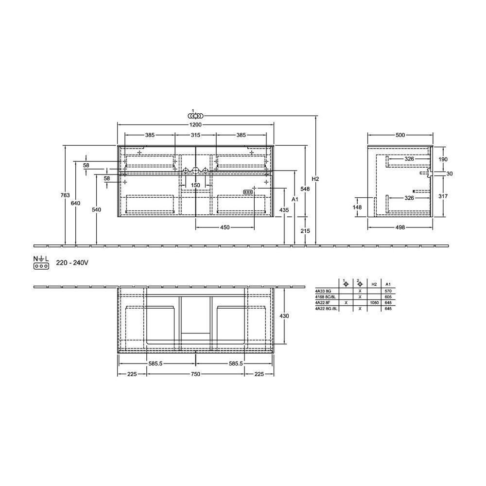 Villeroy & Boch Waschtischunterschrank Collaro C08700 1200x548x500mm 2 Auszüge, Wasc... VILLEROY-C08700MS 4065467191605 (Abb. 3)