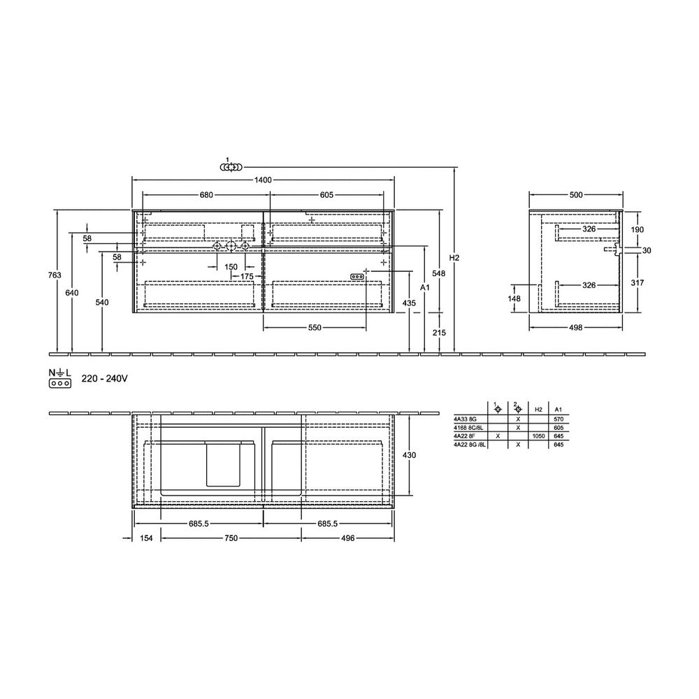 Villeroy & Boch Waschtischunterschrank Collaro C089B0 1400x548x500mm mit Beleuchtung... VILLEROY-C089B0VG 4065467194507 (Abb. 3)