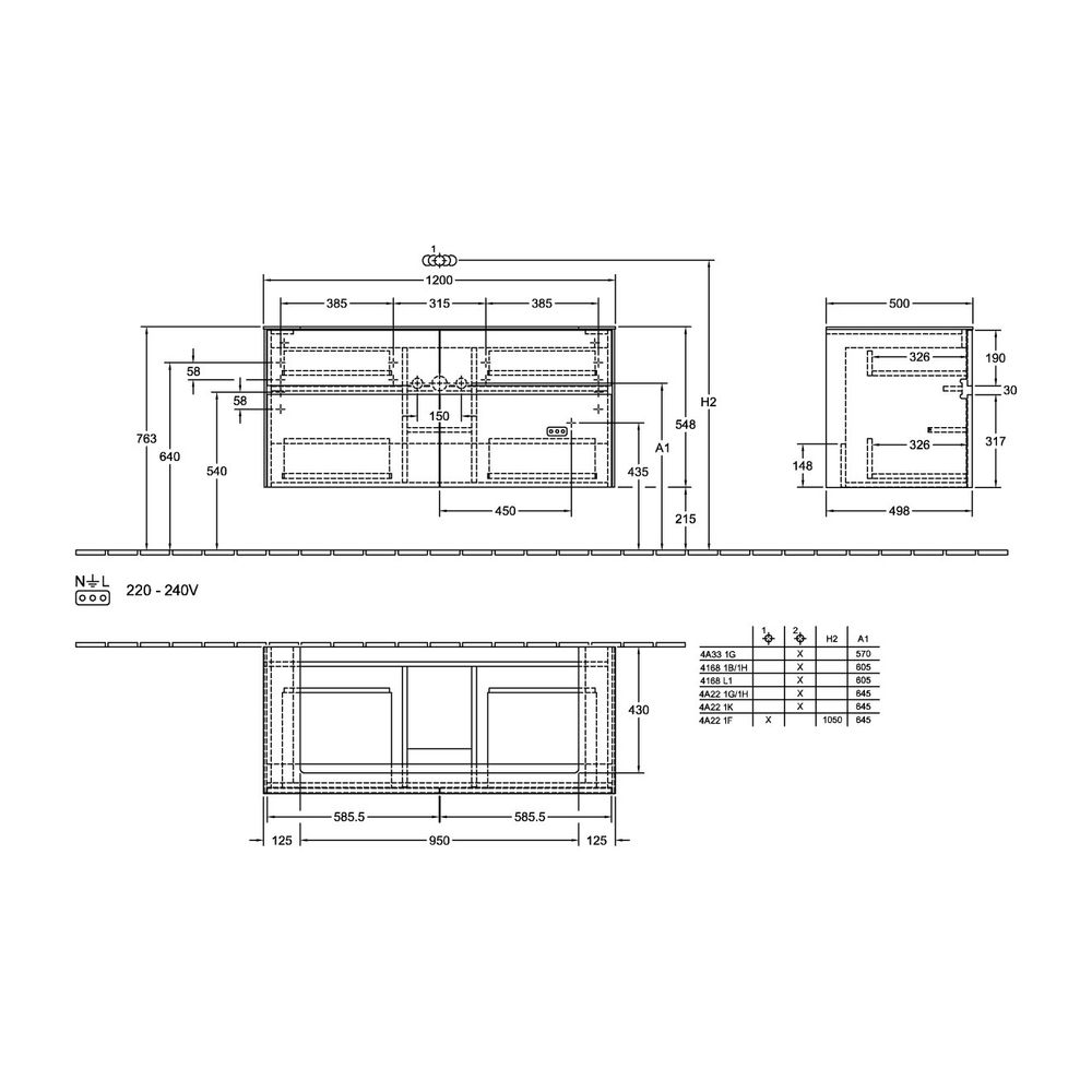 Villeroy & Boch Waschtischunterschrank Collaro C091B0 1200x548x500mm mit Beleuchtung... VILLEROY-C091B0VH 4065467194736 (Abb. 3)