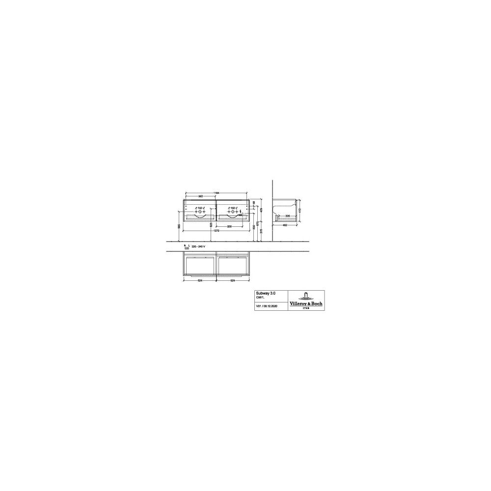 Villeroy & Boch Waschtischunterschrank Subway 3.0 C567L1 1272x429x462mm m. Beleucht.... VILLEROY-C567L1VH 4062373828151 (Abb. 3)