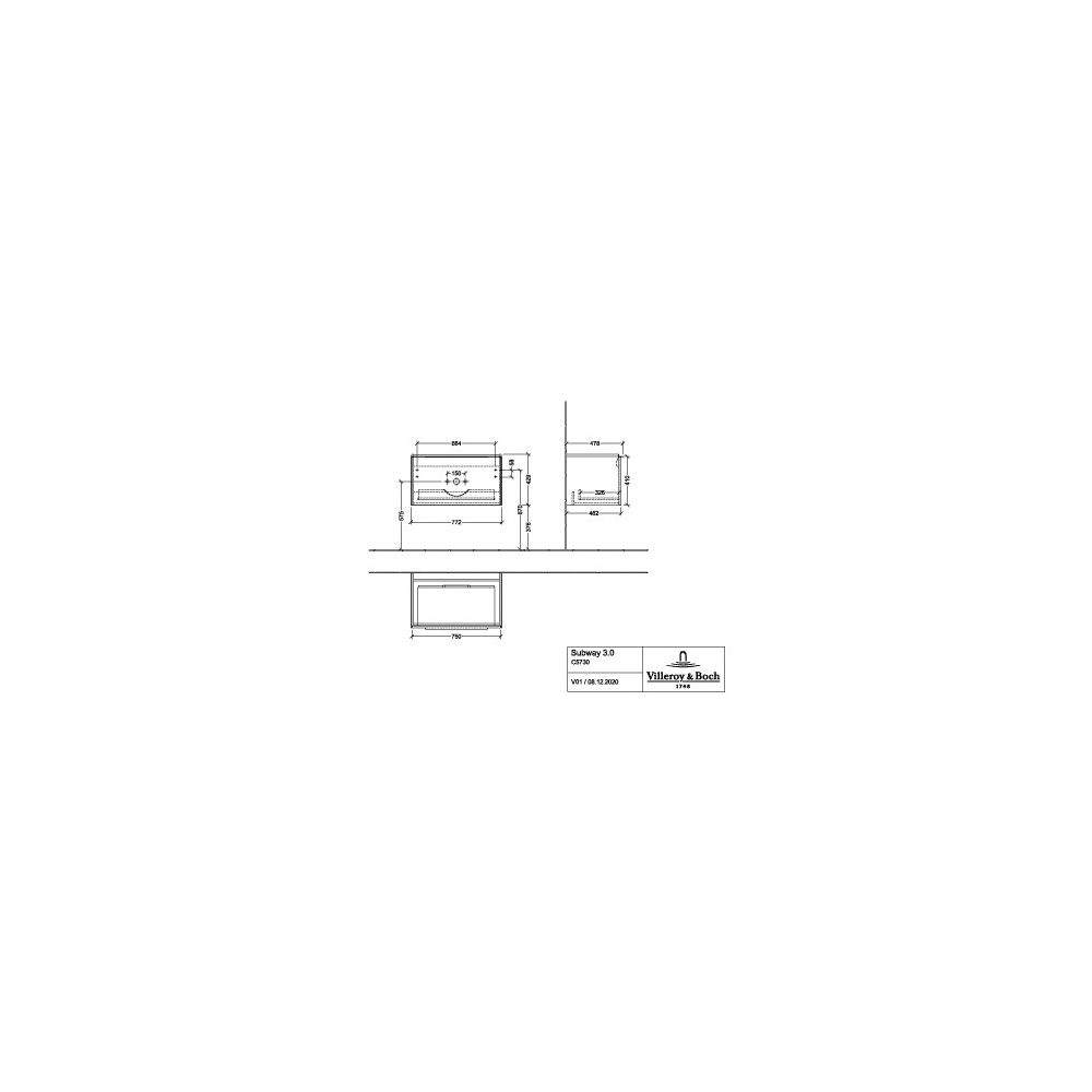 Villeroy & Boch Waschtischunterschrank Subway 3.0 01 772x429x462mm 1 Auszug, Waschti... VILLEROY-C57301VQ 4062373825013 (Abb. 3)