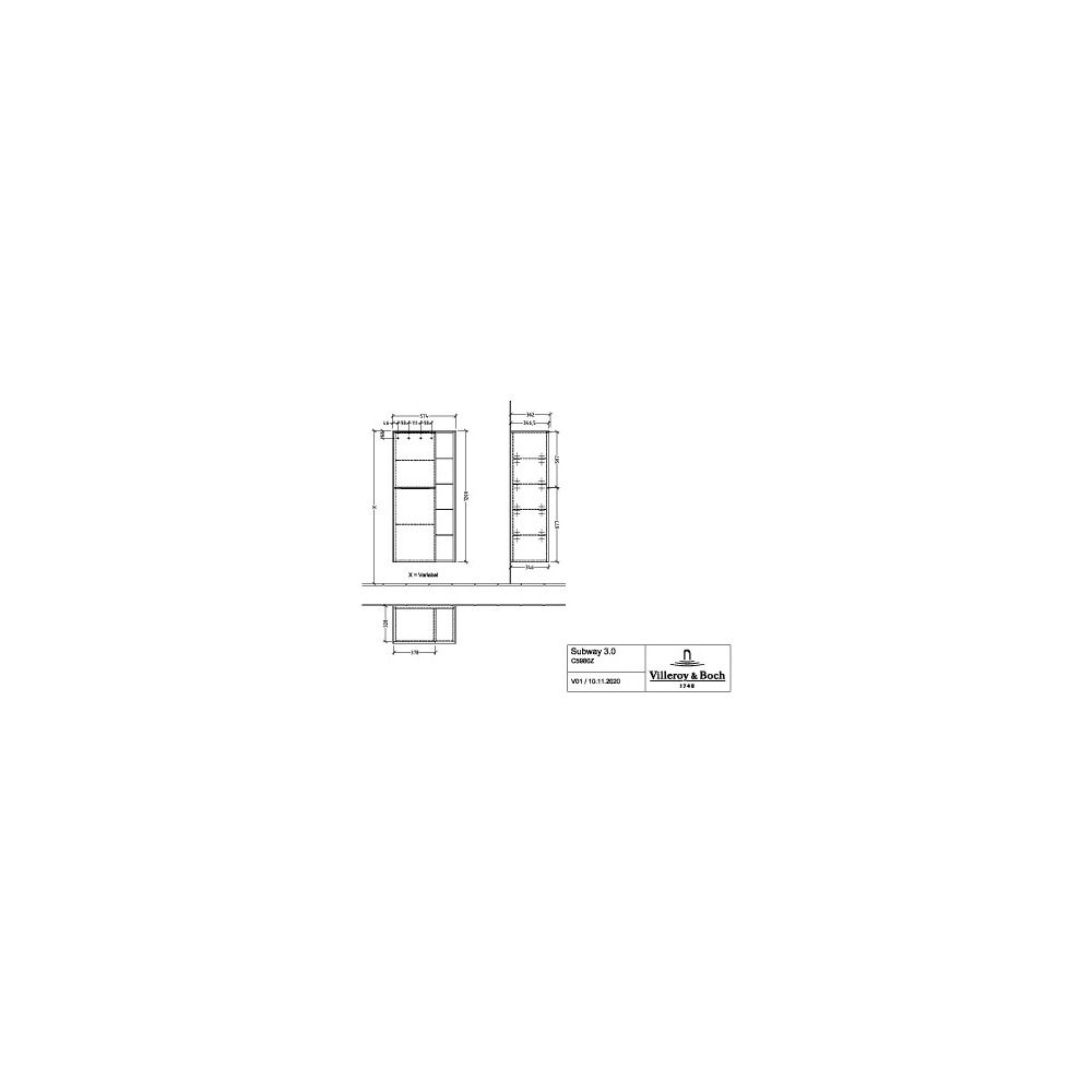 Villeroy & Boch Mittelschrank Subway 3.0 00 574x1200x346mm 2 Türen, Anschlag links, ... VILLEROY-C59800VH 4062373845110 (Abb. 2)