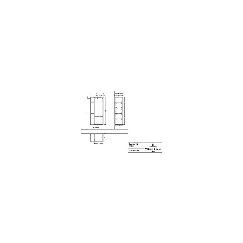 Villeroy & Boch Mittelschrank Subway 3.0 00 574x1200x346mm 2 Türen, Anschlag rechts,... VILLEROY-C59900VQ 4062373845967 (Abb. 2)