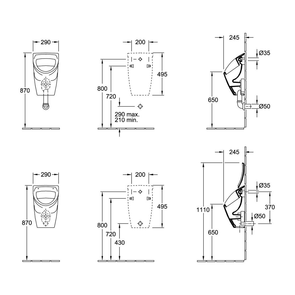 Villeroy & Boch Absaug-Urinal Compact O.novo 245x290x495mm Oval für Deckel, Zulauf v... VILLEROY-75570101 4022693430502 (Abb. 2)