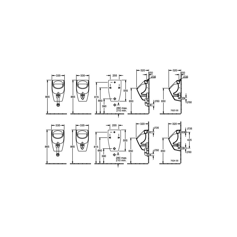 Villeroy & Boch Absaug-Urinal O.novo 320x335x560mm Oval ohne Deckel DirectFlush, Zul... VILLEROY-75240001 4051202555160 (Abb. 3)