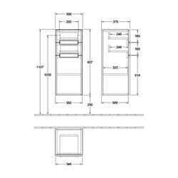 Villeroy & Boch Seitenschrank Subway 2.0 0R 356x857x370mm 1 Tür, 2 Schubladen Anschl... VILLEROY-A7120RE8 4051202350246 (Abb. 1)