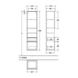 Villeroy & Boch Hochschrank Venticello 12 404x1546x372mm 1 Tür 2 Schubladen, Anschla... VILLEROY-A95212RK 4062373877142 (Abb. 1)