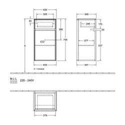 Villeroy & Boch Seitenschrank Collaro 404x748x349mm 1 Tür, 1 Schublade, Anschlag lin... VILLEROY-C03200RK 4062373872802 (Abb. 1)