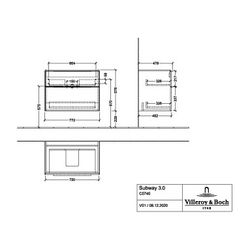 Villeroy & Boch Waschtischunterschrank Subway 3.0 01 772x576x462mm 2 Auszüge, Wascht... VILLEROY-C57401VN 4062373825266 (Abb. 1)