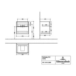 Villeroy & Boch Waschtischunterschrank Subway 3.0 02 572x576x462mm 2 Auszüge, Waschb... VILLEROY-C57802VR 4062373826430 (Abb. 1)