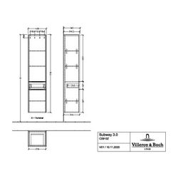 Villeroy & Boch Hochschrank Subway 3.0 02 400x1710x346mm 2 Türen, 1 Auszug, Anschlag... VILLEROY-C59102VQ 4062373835524 (Abb. 1)