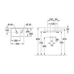 Villeroy & Boch Handwaschbecken Memento 2.0 400x260mm rechteckig 1 Hahnloch ohne Übe... VILLEROY-43234GR1 4051202985615 (Abb. 1)