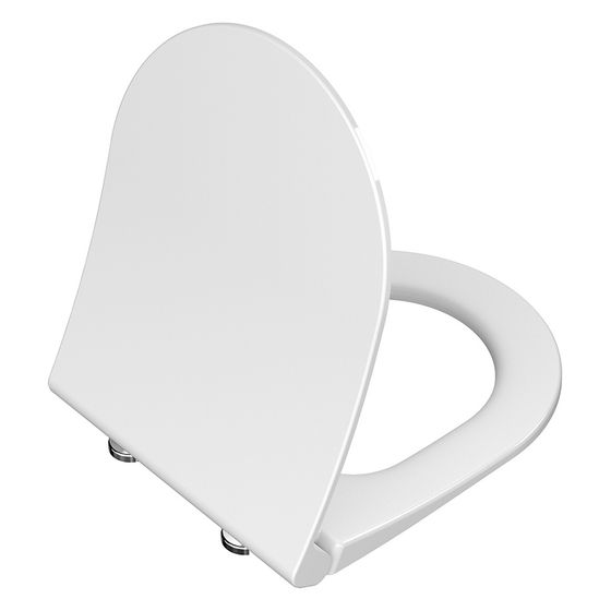 Vitra Integra WC-Sitz Slim mit Absenkautomatik und Schnellverschluss, Duroplast, Edelstahl-Schaniere, Weiß Hochglanz