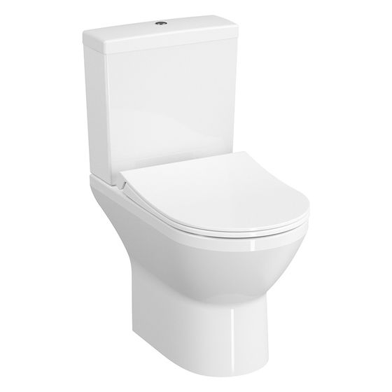 Vitra Integra Stand-WC-Kombination Vitra Flush 2,0 spülrandlos, Tiefspüler, Sanitärkeramik, Weiß Hochglanz