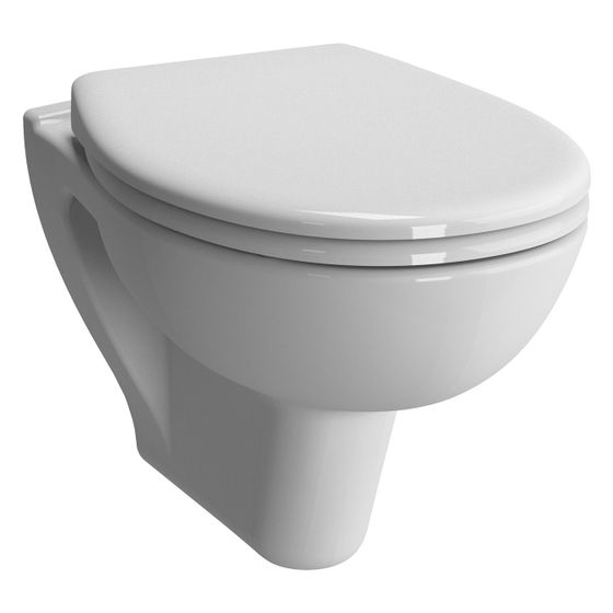 Vitra Wand-WC S20 Vitra Flush 2,0 oval spülrandlos, Tiefspüler, 355x520mm, Sanitärkeramik, Weiß Hochglanz