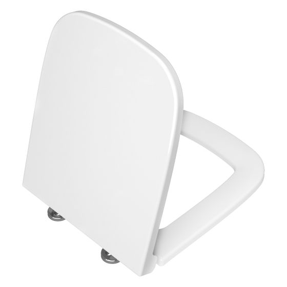 Vitra WC-Sitz S20 rechteckig, mit Absenkautomatik, Duroplast, Edelstahl-Schaniere, Weiß Hochglanz, 77-003R409