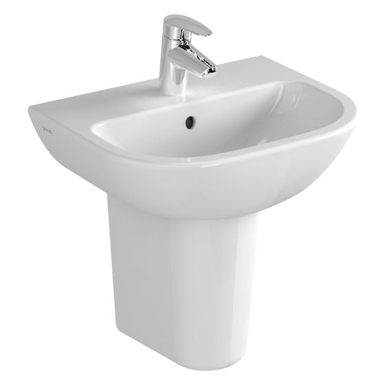 Vitra Handwaschbecken S20 oval, 450x355mm, Sanitärkeramik, 1 Hahnloch, mit Überlauf, Weiß Hochglanz, 5500L003-0001