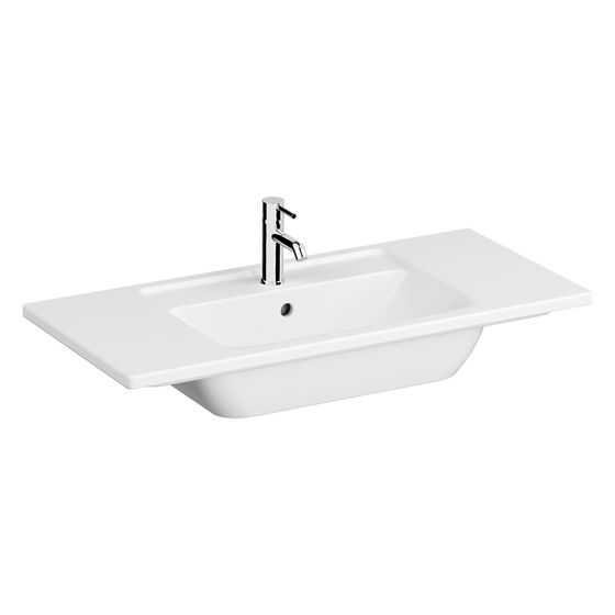 Vitra Integra Möbelwaschtisch rechteckig, 1000x465x185mm, Sanitärkeramik, mit Hahnloch, Weiß Hochglanz, 7057B003-0001
