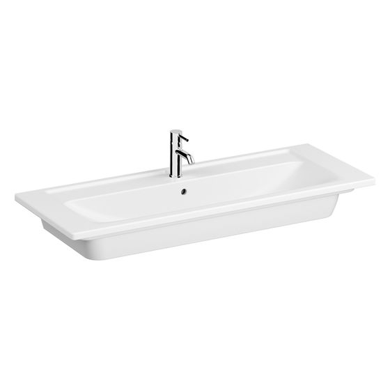 Vitra Integra Möbelwaschtisch rechteckig, 1200x465x190mm, Sanitärkeramik, 1 Becken, 1 Hahnloch, Weiß Hochglanz, 7058B003-0001