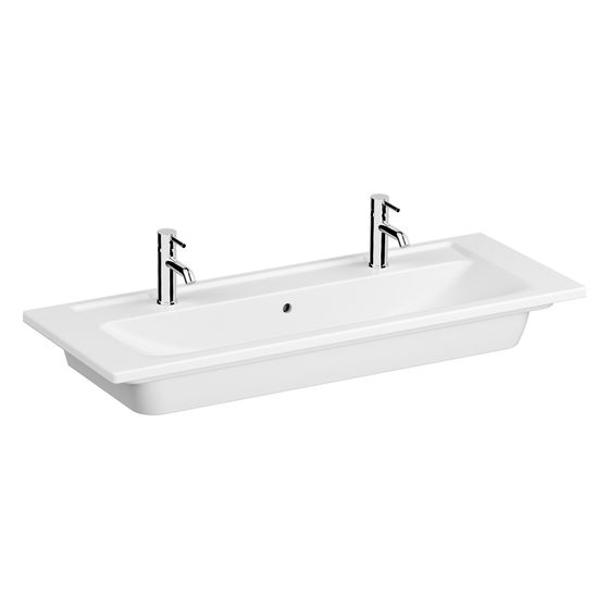 Vitra Integra Doppelmöbelwaschtisch rechteckig, 1200x465x190mm, Sanitärkeramik, Vitra Clean, 1 Becken, Weiß Hochglanz