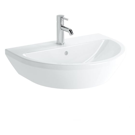 Vitra Integra Waschtisch rund, 650x490x200mm, Sanitärkeramik, mit Hahnloch und Überlauf, Weiß Hochglanz, 7061L003-0001