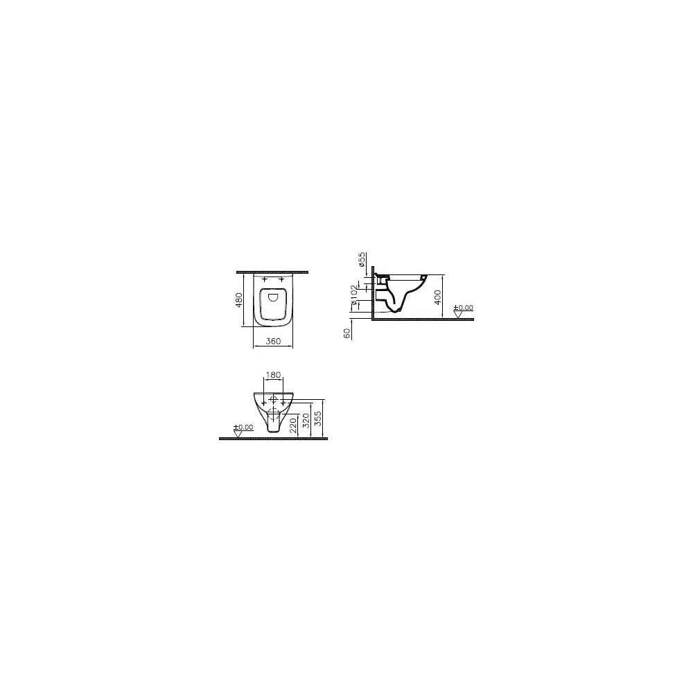 Vitra Wand-WC S20 Compact eckig, Tiefspüler, 360x480mm, Sanitärkeramik, Weiß Hochg... VITRA-5505L003-0101 8693405195376 (Abb. 2)