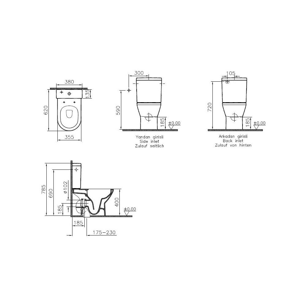 Vitra Integra Stand-WC-Kombination Vitra Flush 2,0 spülrandlos, Tiefspüler, Sanitä... VITRA-7044B003-0075 8693405534496 (Abb. 2)