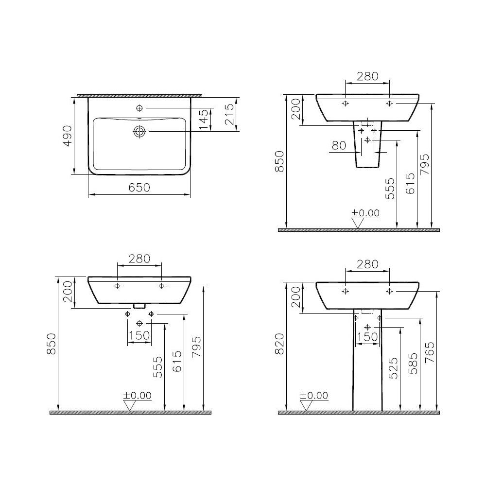 Vitra Integra Waschtisch eckig, 650x490x200mm, Sanitärkeramik, mit Hahnloch und Üb... VITRA-7051L003-0001 8693405529546 (Abb. 2)