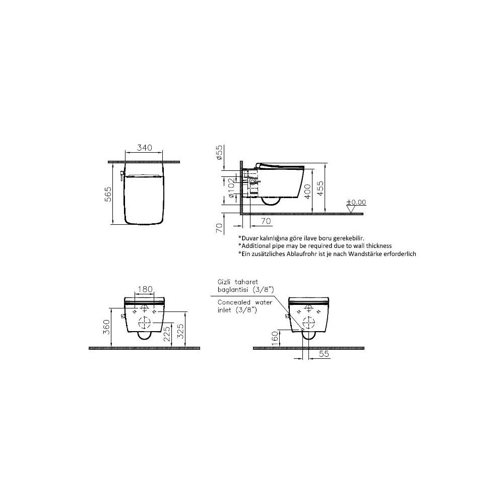 Vitra Aquacare Metropole Wand-WC-Set Vitra Flush 2,0 spülrandlos m. Bidetfunktion ... VITRA-7672B003-6204 8693405572696 (Abb. 2)