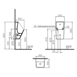 Vitra Absaugeurinal S20 Comfort spülrandlos, Zulauf hinten, 300x300x600mm, Sanitär... VITRA-5461B003D0199 8693405198285 (Abb. 1)