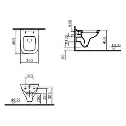 Vitra Wand-WC S20 Compact eckig, Tiefspüler, 360x480mm, Sanitärkeramik, Weiß Hochg... VITRA-5505L003-0101 8693405195376 (Abb. 1)